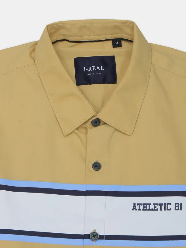 Ireal printed casaul wear shirt in mustard