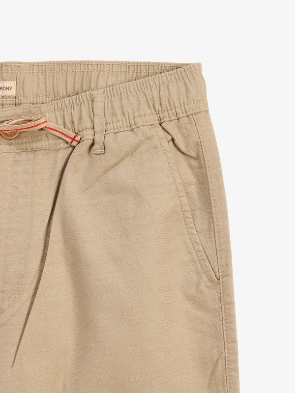IRONY beige solid linen track pant