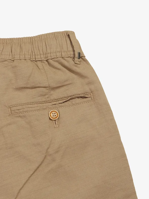 IRONY beige solid linen track pant