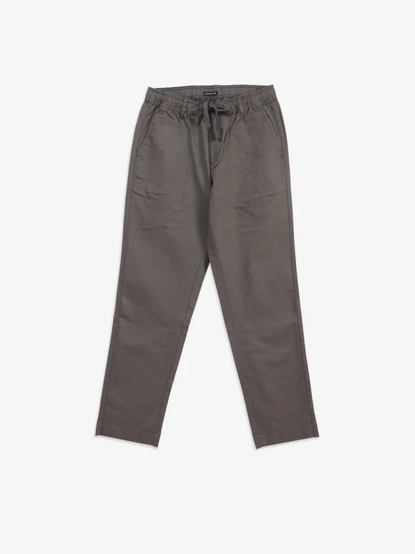 IRONY grey solid linen track pant