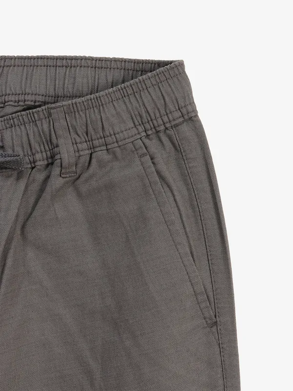 IRONY grey solid linen track pant