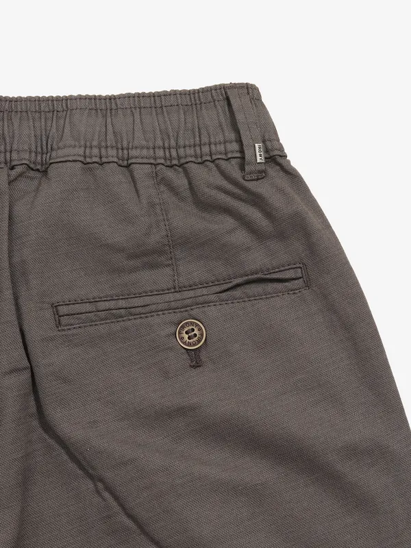 IRONY grey solid linen track pant