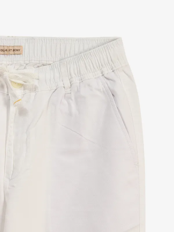IRONY linen white solid track pant