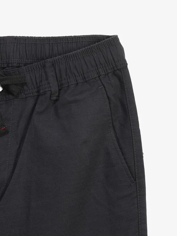 IRONY navy solid linen track pant