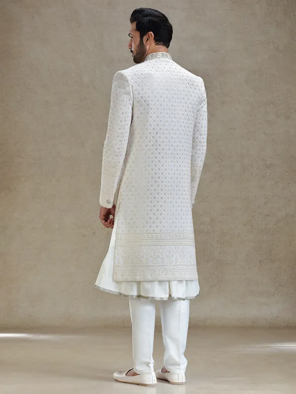 Ivory cream ethnic charm sherwani for men