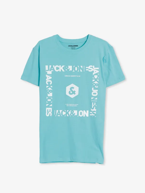 JACK&JONES aqua printed t shirt