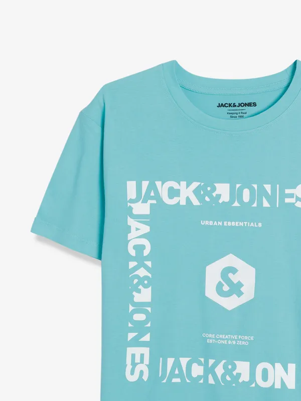 JACK&JONES aqua printed t shirt