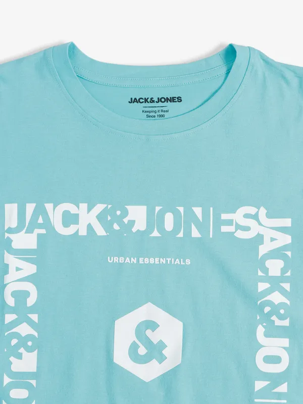 JACK&JONES aqua printed t shirt