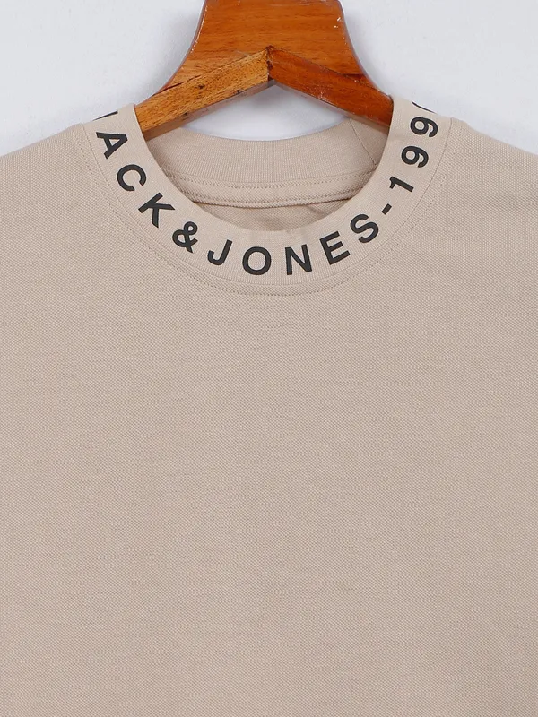 Jack&Jones beige half sleeves t shirt