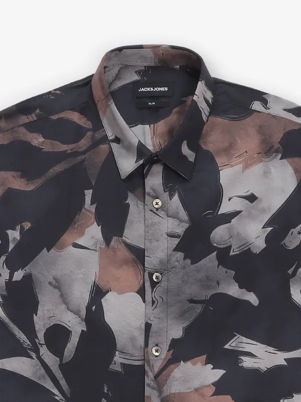 JACK&JONES black cotton printed shirt