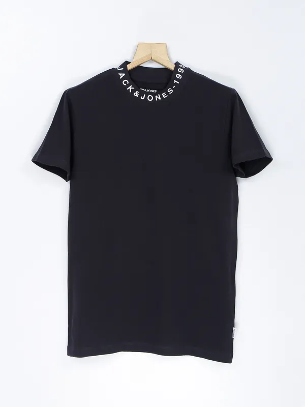 Jack&Jones black plain round neck t shirt