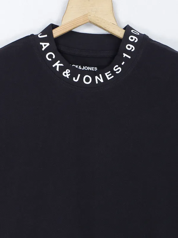 Jack&Jones black plain round neck t shirt