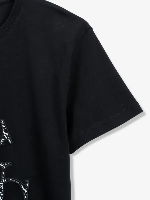 JACK&JONES black printed round neck t-shirt