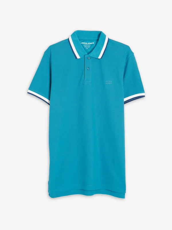 JACK&JONES blue cotton plain t shirt