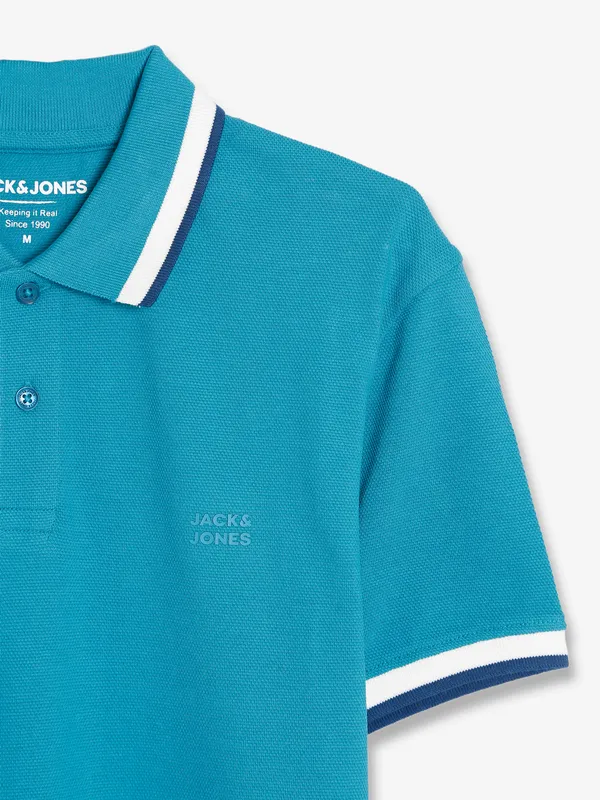 JACK&JONES blue cotton plain t shirt