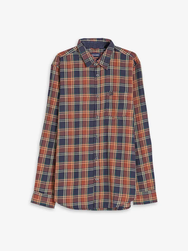 JACK&JONES brown and navy checks shirt