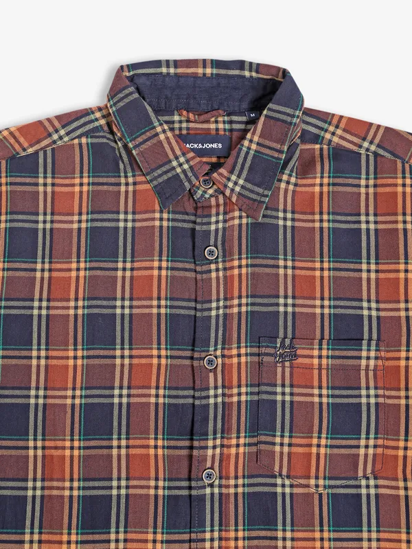 JACK&JONES brown and navy checks shirt