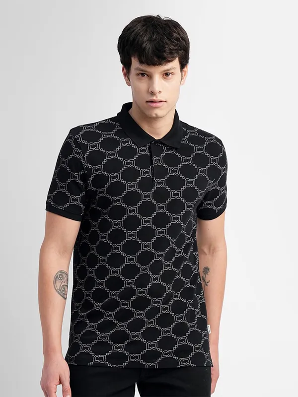 JACK&JONES cotton black t shirt in printed