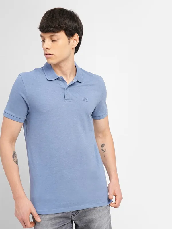 JACK&JONES cotton light blue polo t shirt