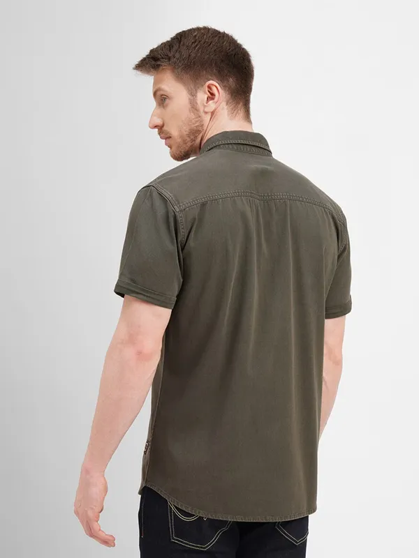 JACK&JONES cotton olive casual shirt