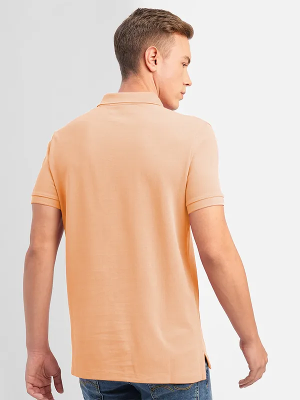JACK&JONES cotton peach plain t shirt