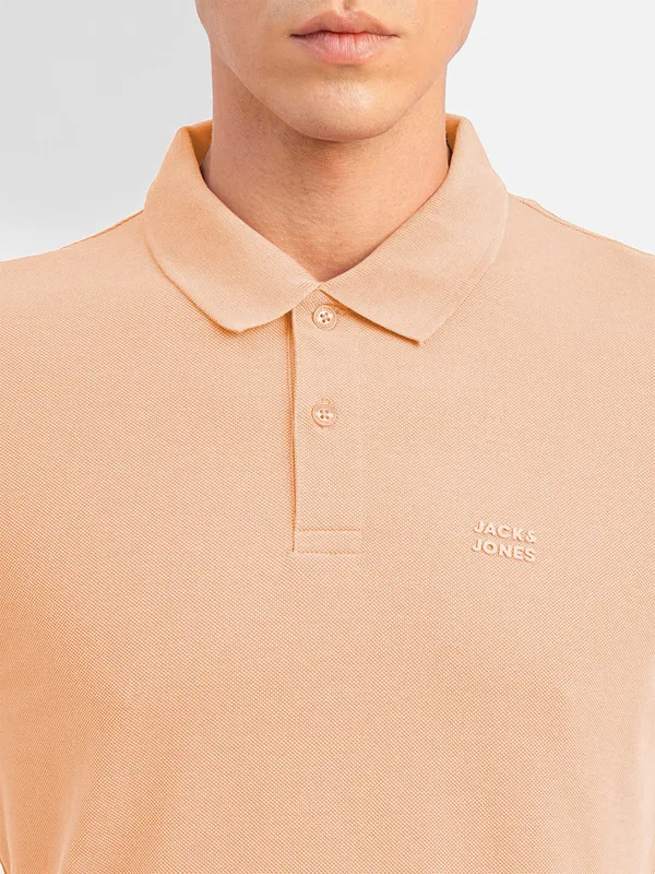 JACK&JONES cotton peach plain t shirt