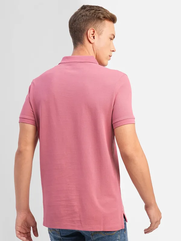 JACK&JONES cotton pink half sleeves t shirt