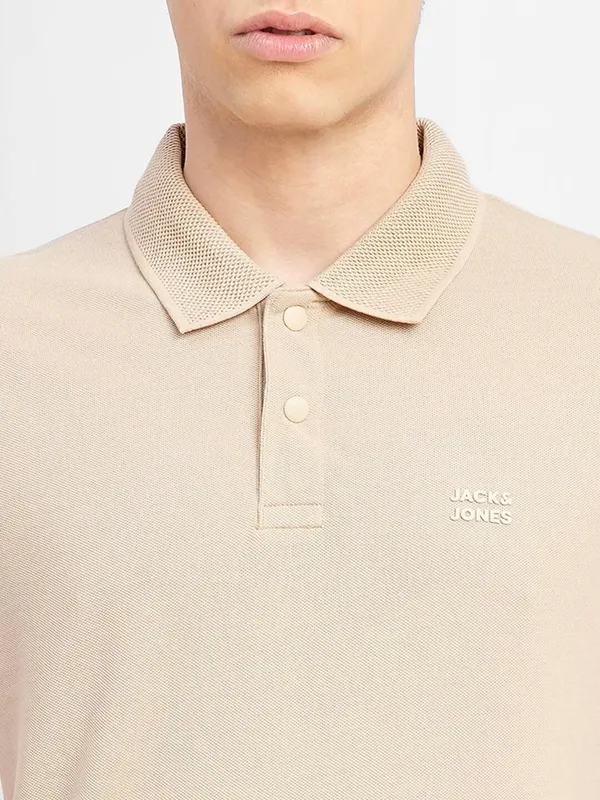 JACK&JONES cotton plain beige t shirt