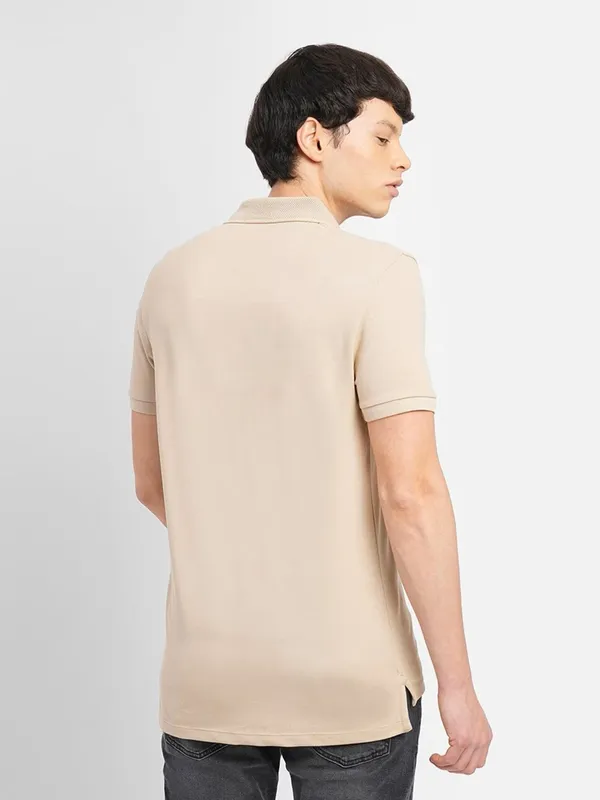 JACK&JONES cotton plain beige t shirt