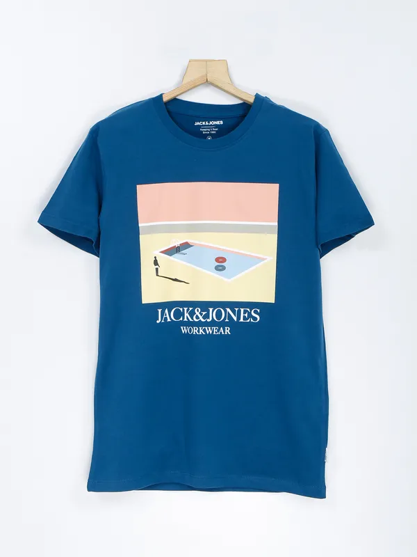 Jack&Jones cotton t shirt in ink blue