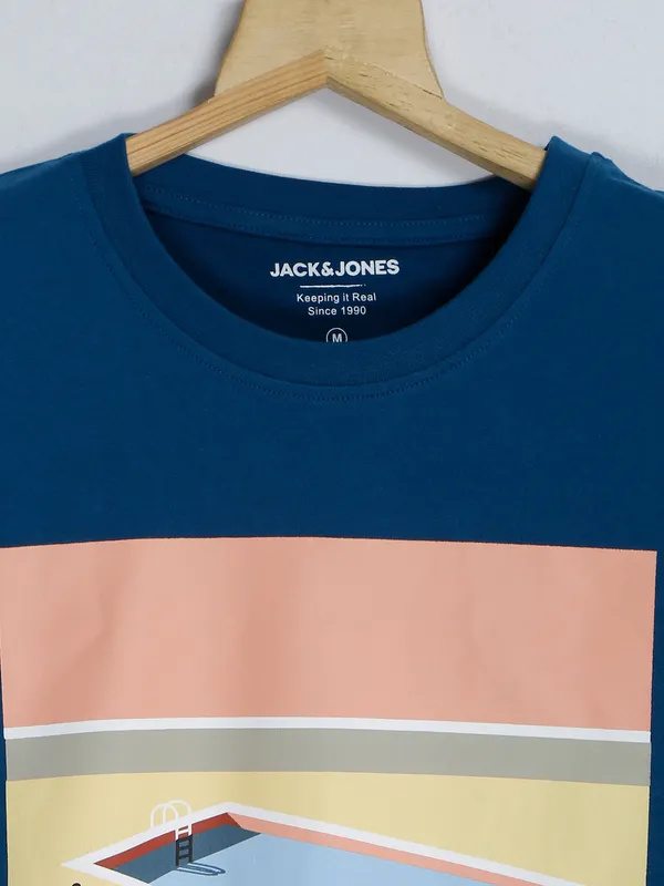 Jack&Jones cotton t shirt in ink blue