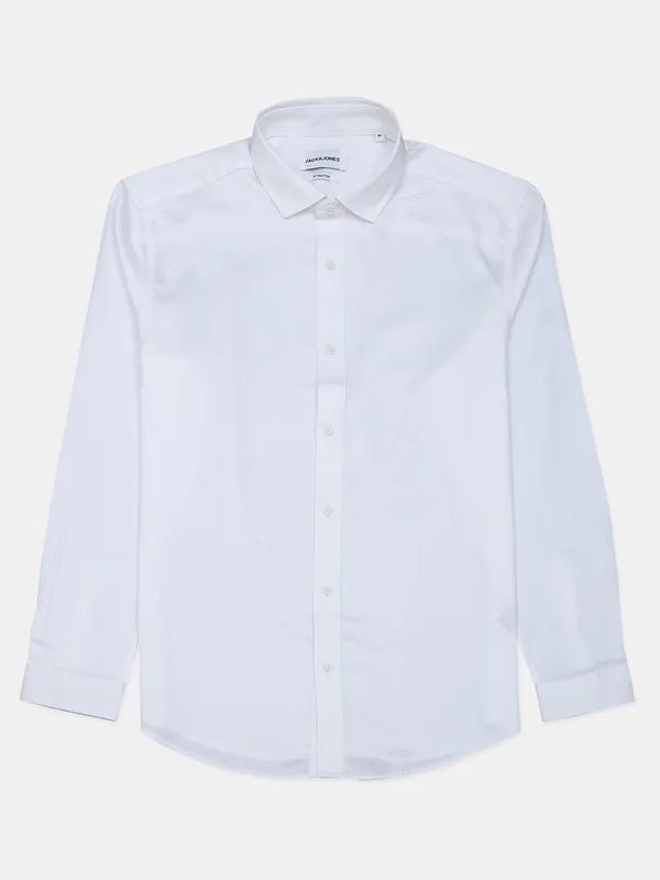 Jack&Jones cotton white color plain casual shirt