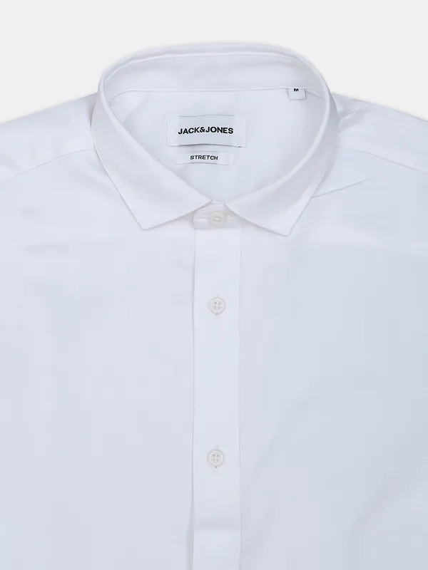 Jack&Jones cotton white color plain casual shirt