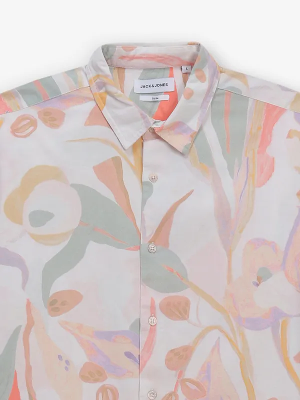 JACK&JONES cream printed cotton shirt