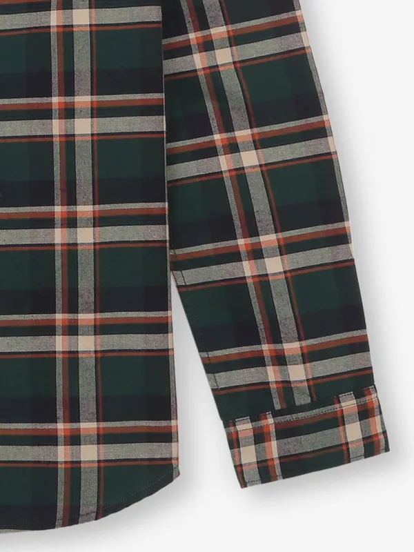 JACK&JONES dark green cotton checked shirt