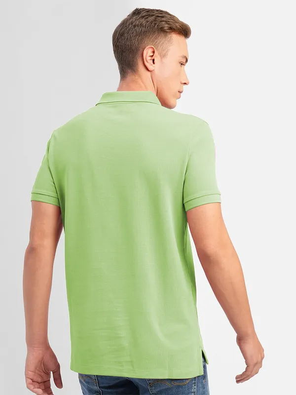 JACK&JONES green cotton polo t shirt in plain