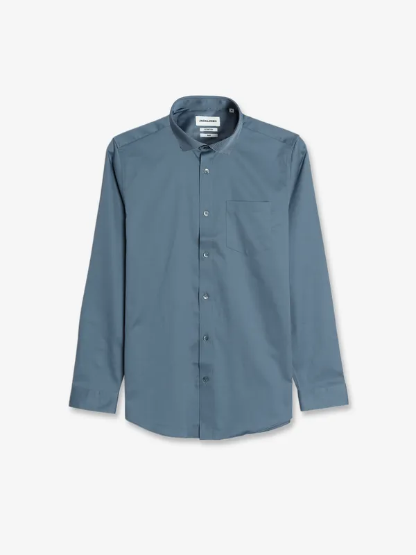 JACK&JONES grey plain slim fit shirt