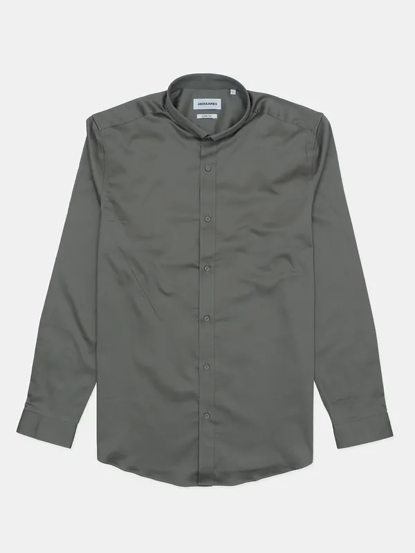 Jack&Jones grey plain slim mens shirt
