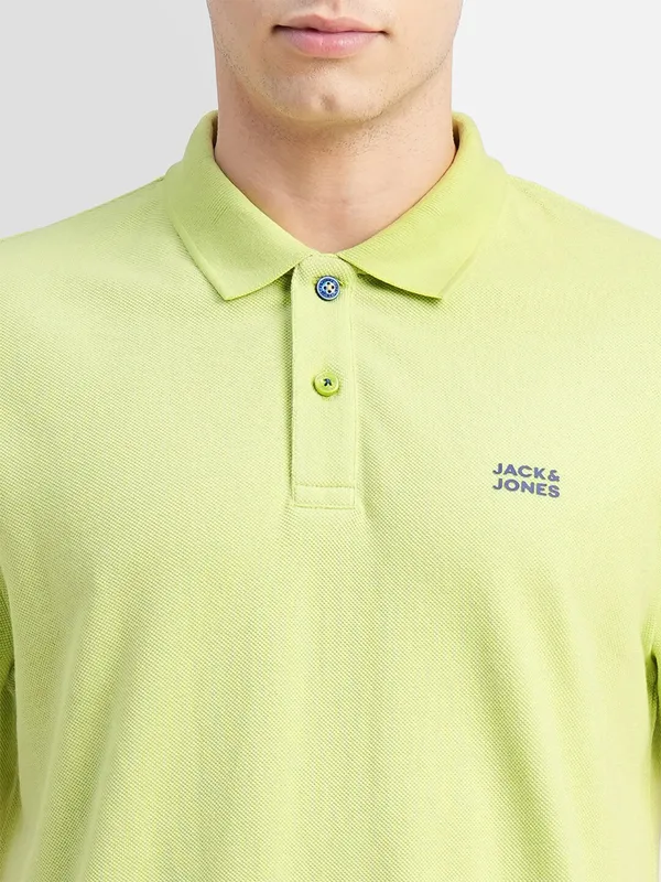 JACK&JONES light green cotton plain t shirt