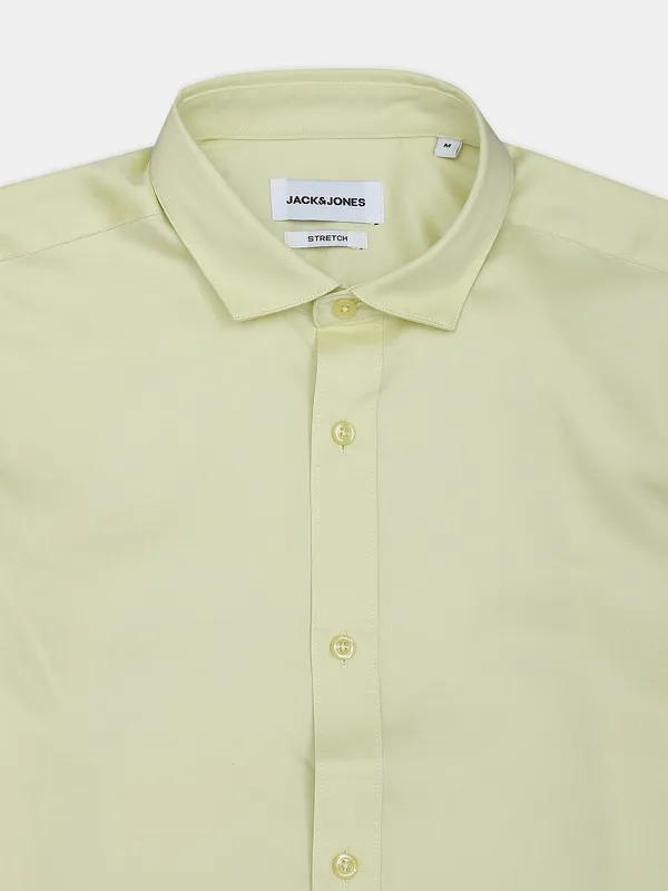 Jack&Jones cream plain casual shirt for men