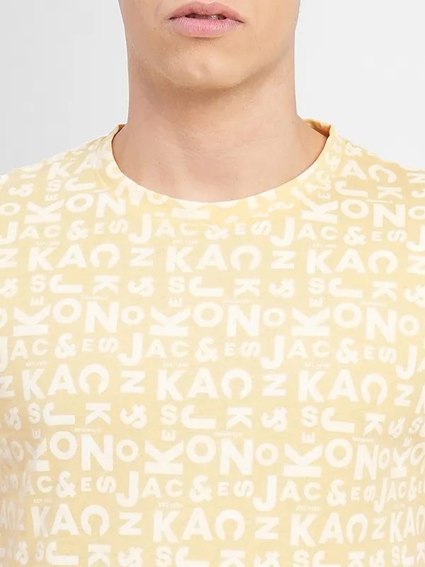 JACK&JONES light yellow t shirt in printed