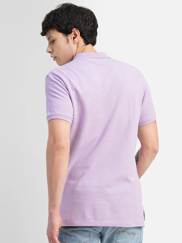JACK&JONES lilac purple cotton plain t shirt