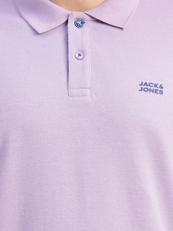 JACK&JONES lilac purple cotton plain t shirt