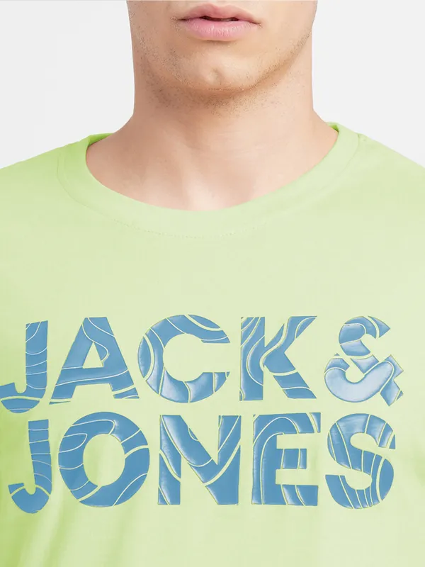 JACK&JONES lime green printed t shirt