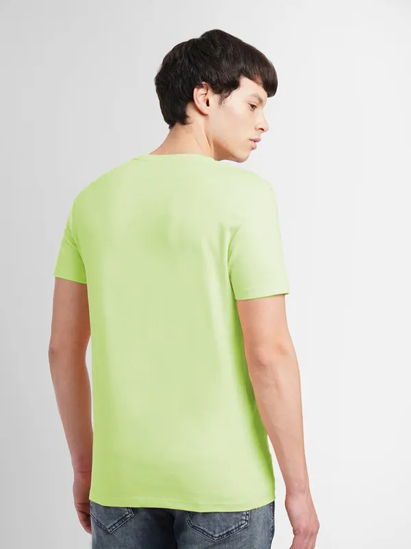 JACK&JONES lime green printed t shirt