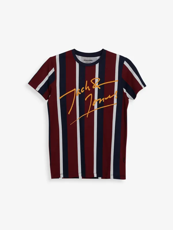 JACK&JONES maroon round neck t shirt