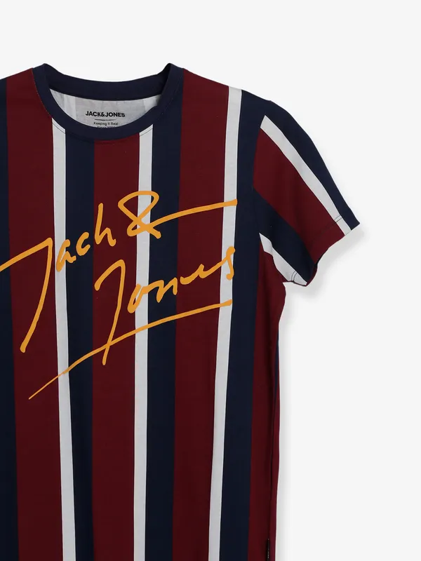 JACK&JONES maroon round neck t shirt