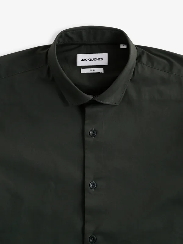 JACK&JONES military green plain shirt