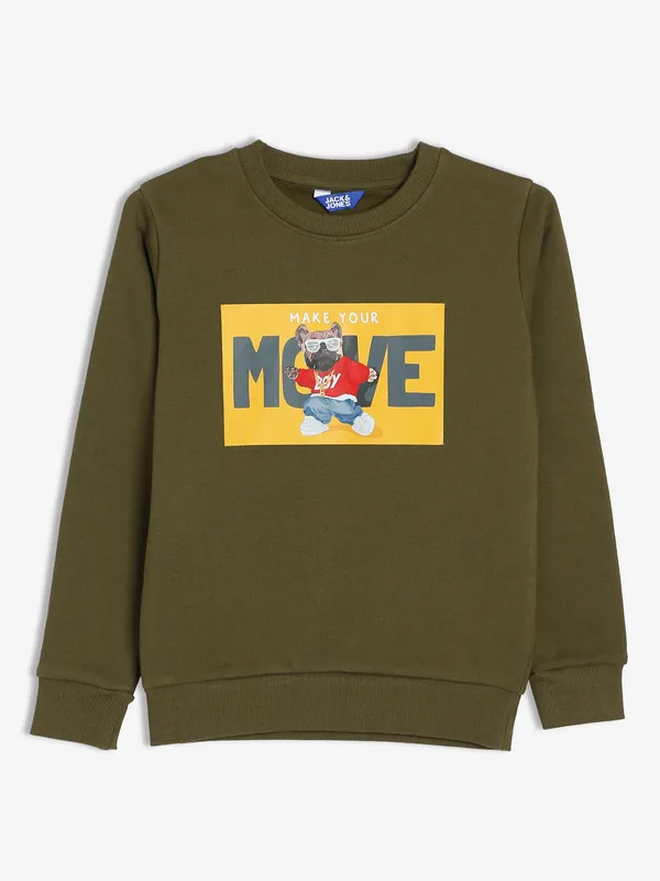 JACK&JONES moss green cotton sweatshirt
