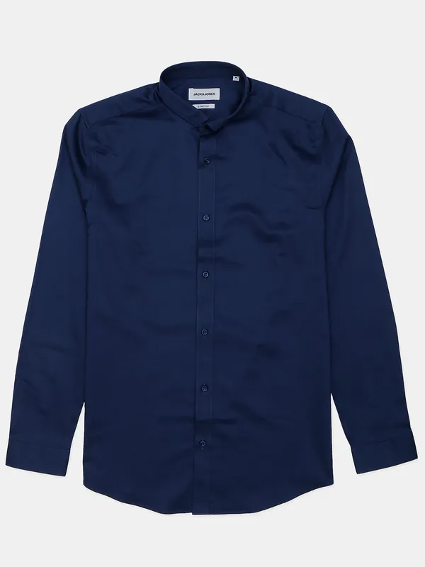 JACK&JONES navy plain cotton shirt